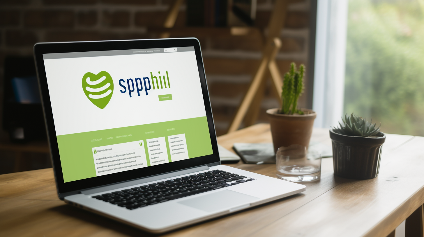 A laptop sits on a table next to a wooden table providing Shopify development services.